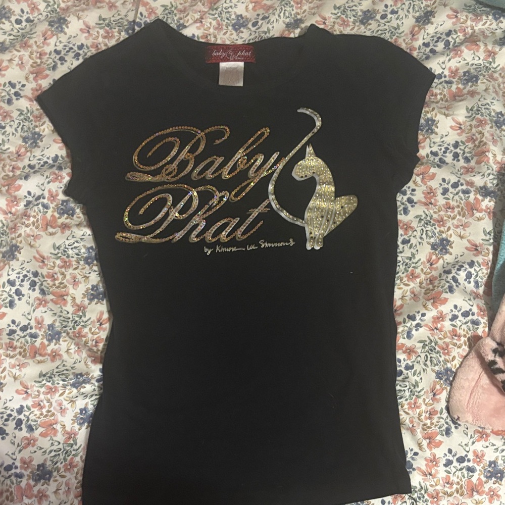 Baby Phat Black Tee with Gold Accents